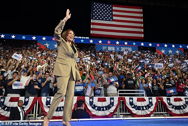 Vice President Kamala Harris during a rally at the Desert Diamond Arena in Glendale on August 9