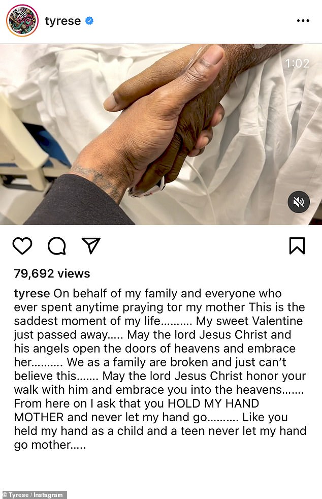 Following his mother's heartbreaking death, Gibson shared a touching video on Instagram of himself holding his mother's hand in the hospital, along with a heartfelt message about her