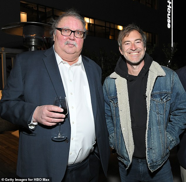 The late Mike Hagerty, who played Sam and Tricia's farmer father and series executive producer Mark Duplass during the season finale viewing party