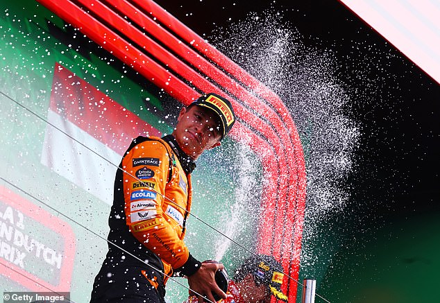 Norris celebrated his second GP title win by beating Max Verstappen in the Dutch GP at the weekend