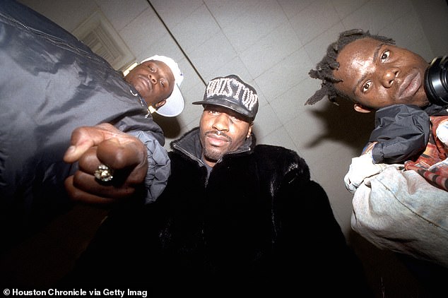 Scarface rose to fame as a member of the hip hop group Geto Boys; pictured from left to right are Geto Boy members Scarface, Willie D and Bushwick Bill in 1992