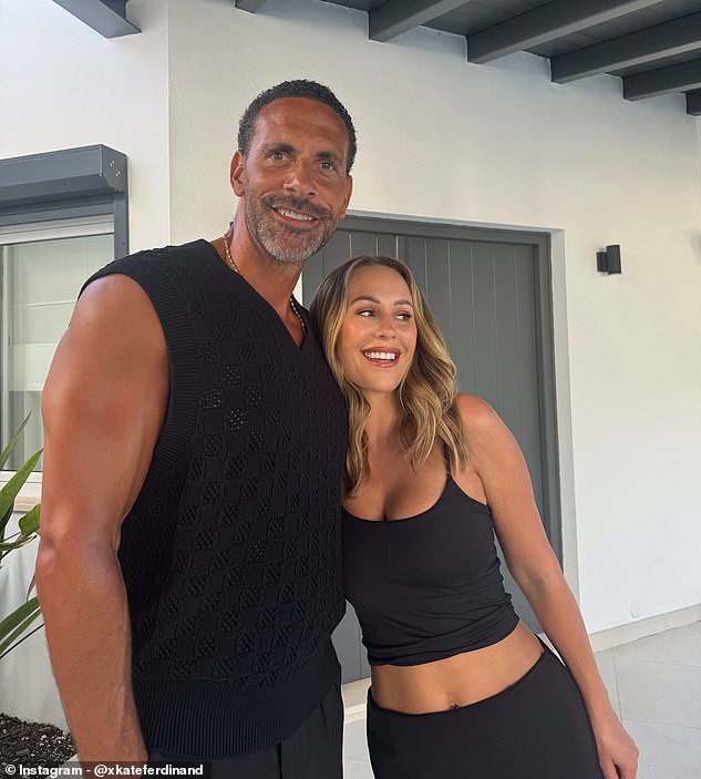 And in a third photo, the TV personality posted a loved-up photo of her and her husband Rio in workout clothes, showing just a glimpse of her toned midriff in a cropped top.