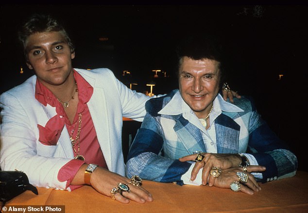 Scott Thorson and Liberace were photographed together in 1982, the year Liberace terminated Thorson's employment contract with him