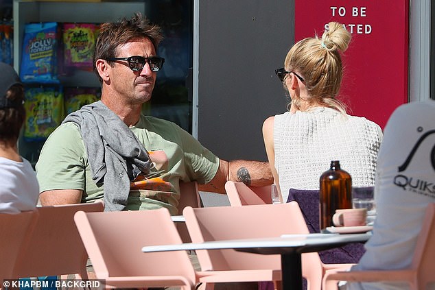 The couple, who have been dating since 2016, looked as loved up as ever as they laughed and chatted during their outdoor lunch and soaked up the sunshine