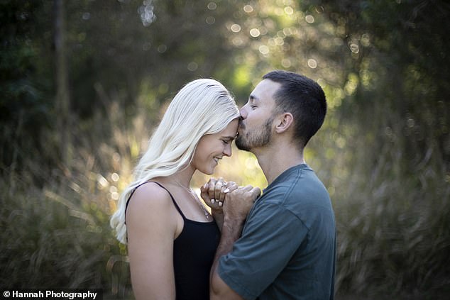 The couple posted a gallery of loved-up photos capturing tender moments of embrace shortly after they got engaged