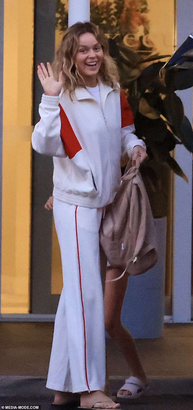 The model appeared without a lick of makeup on her genetically blessed features, wearing a $360 tracksuit from Venroy