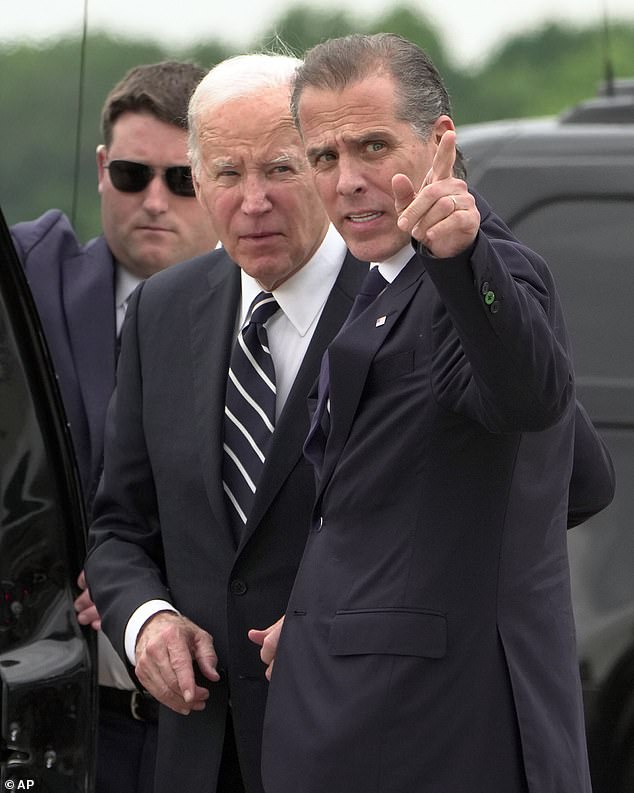 Zuckerberg admitted that Meta downgraded stories about Hunter Biden (pictured right, with father Joe Biden) and his laptop