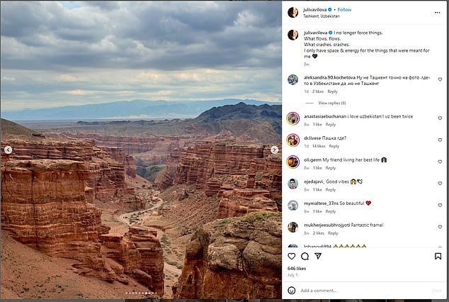 Vavilova shared photos from her trip with her Instagram followers, including some photos that were identical to Durov's