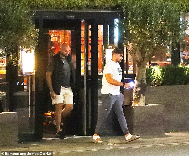 The family dined at the Cibo Restaurant in Wilmslow on Monday night, with the Love Island star looking dejected as he emerged from the restaurant