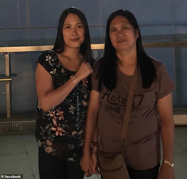 Marvic Estrada, 60, (right) and her pregnant daughter Mary Joy Estrada Dela Cruz, 35, (left) also died in the horrific crash at Mount Marlow on August 11