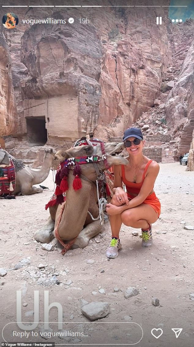 In one photo, the DJ got more than she bargained for when she posed next to a camel