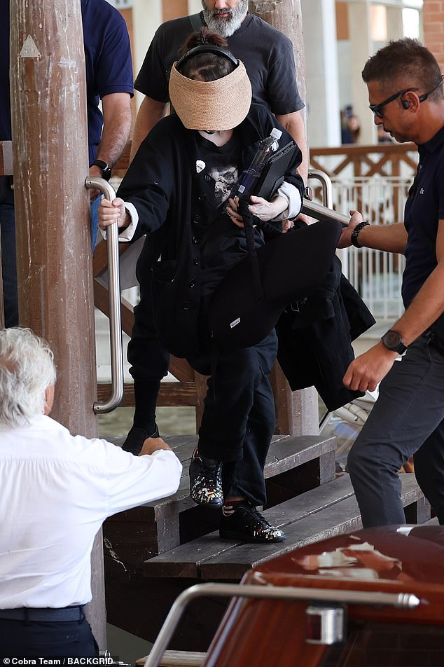 She got a helping hand on the pier as she headed to her first stop of the day