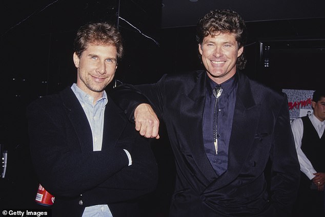 Stevenson (left) and Hasselhoff attend a screening of Shattered in 1993