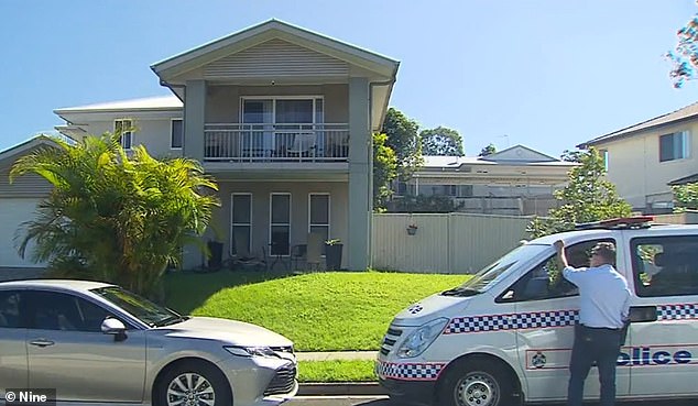 Forensic teams are seen at the house (pictured) on the Gold Coast in 2022