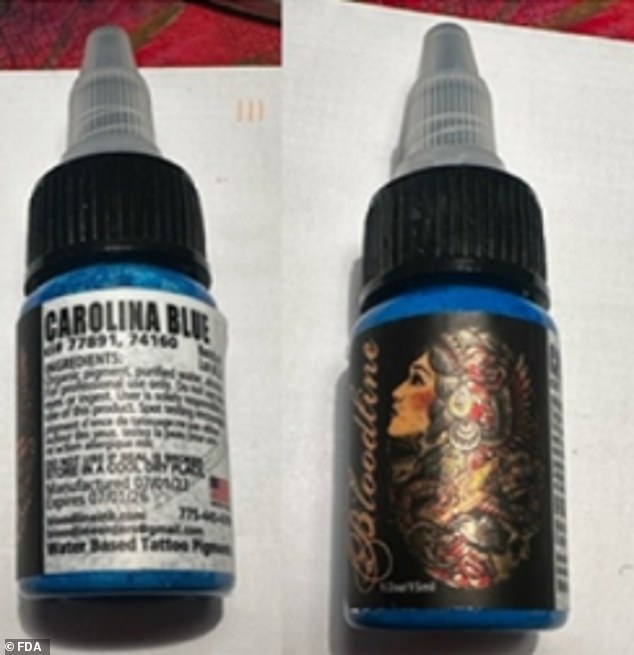 The photo above shows another of the recalled tattoo ink products