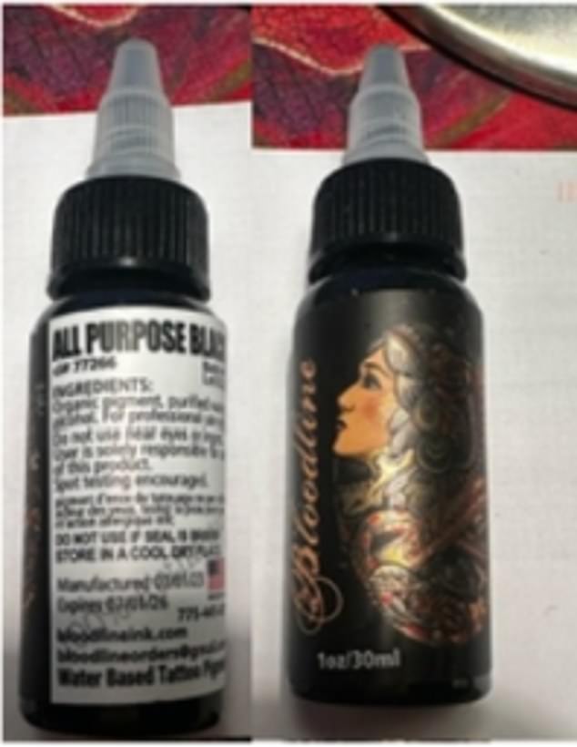 The photo above shows another of the recalled tattoo ink products