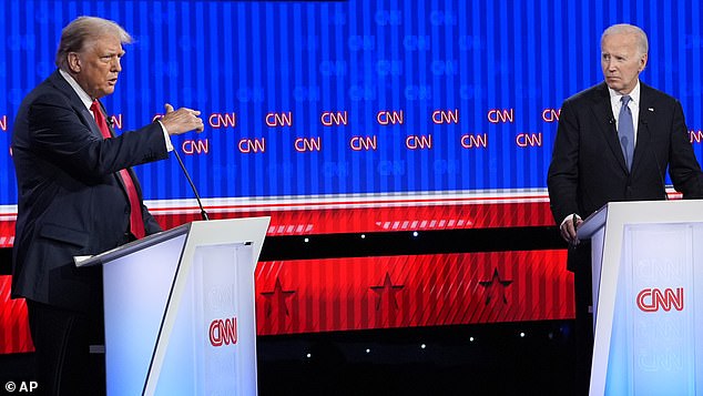 Microphones were muted during the CNN debate between Trump (left) and Joe Biden (right), which most saw as an advantage for the former president