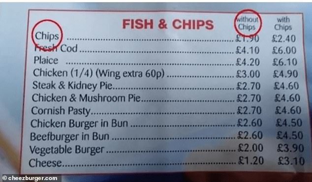 Salt and vinegar, hold off on the chips! This hilarious blunder was spotted in a fish and chip takeaway in the UK