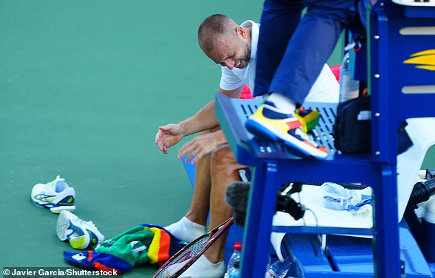 Evans was exhausted at the end of the match - but will play again on Wednesday