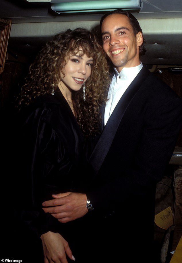 Mariah Carey and her older brother, Morgan, pictured at the American Music Awards at the Shrine Auditorium in Los Angeles in December 1990