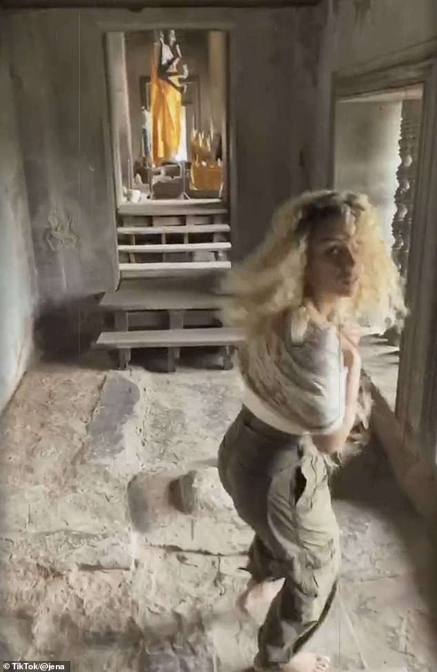 TikTok content creator and influencer Jena (pictured) is still getting new views on her 'real life temple run' clip, which she posted in 2019