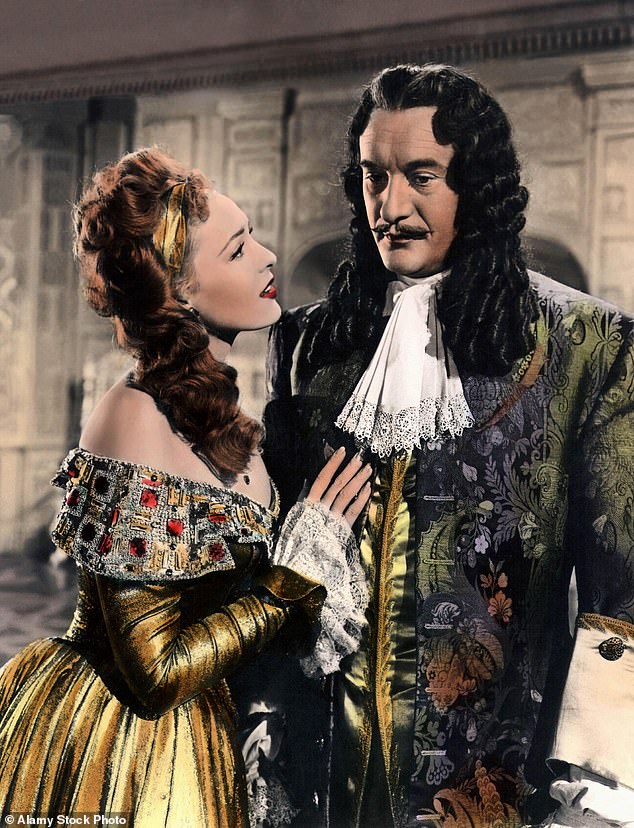 George Sanders as King Charles II alongside Linda Darnell as character Amber St Clair in the 1947 film Forever Amber