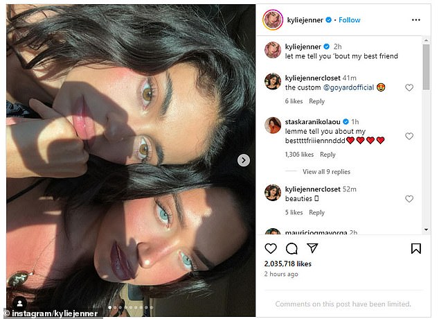 In one photo, Kylie and Stassie showed off their eye colors, in another close-up photo