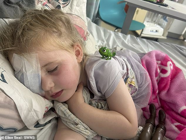 But it wasn't until they got home a few days later that she also noticed it had an unusual white 'glow'. The 25-year-old booked an appointment with the optician for her then three-year-old child, who was referred for further tests and checks