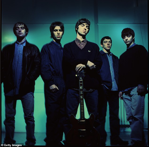 Group portrait of British rock band Oasis at Nomad Studios in Manchester in November 1993