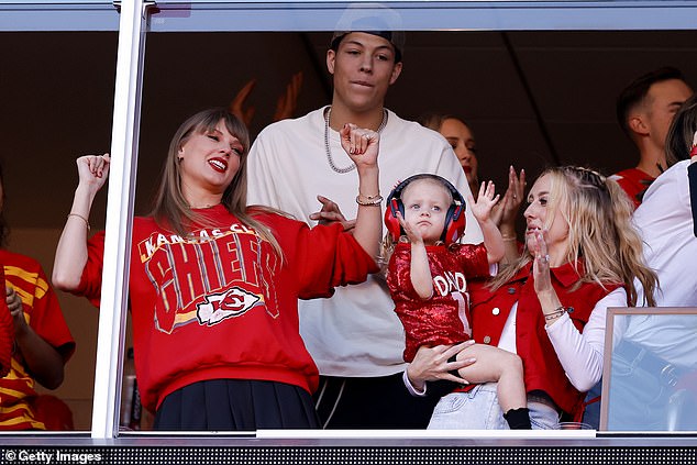 Swift was previously seen spending time with the Mahomes kids at Chiefs games last year