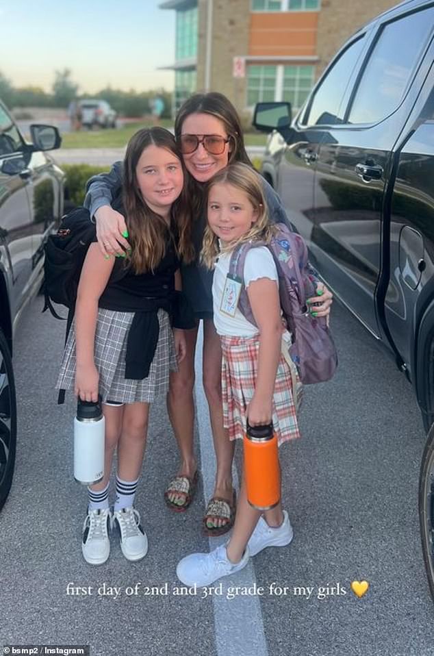 Bristol posed with her daughters as they headed to their first day of school