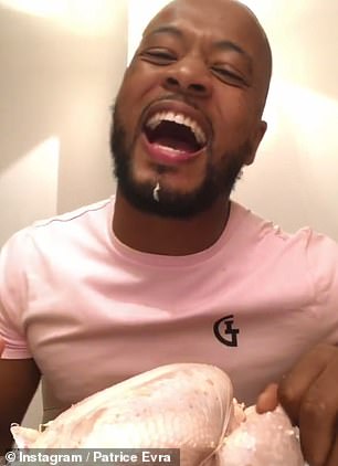 After taking a final bite, Evra laughs and shouts his catchphrase, “I love this game!”