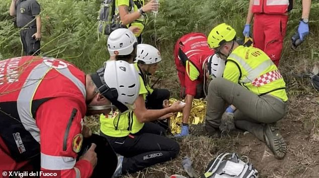 Sergio called emergency services who sent rescue teams, drones and helicopters and were able to locate the elderly woman in the forest near the Swiss border four days later