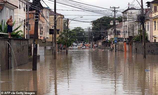 Exceptionally cold Atlantic temperatures in 2012 and 2013 were followed by devastating floods in Brazil. Pictured: Flooded streets in Rio de Janeiro