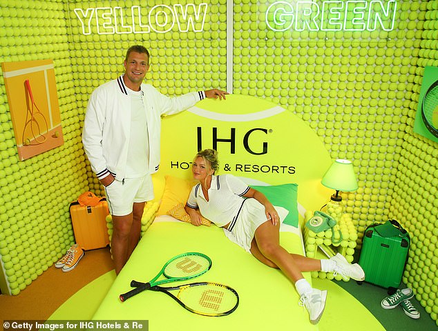 Gronkowski and Kostek check into the Rally Room at IHG Hotels & Resorts at the Kimpton Hotel Eventi on August 16 in New York City