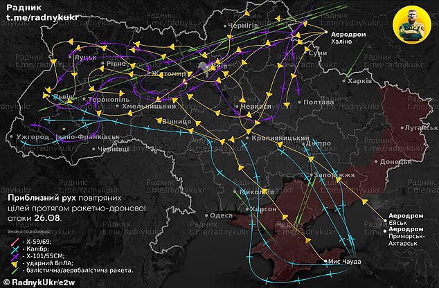 Details of Russian combined missile and drone attack shown