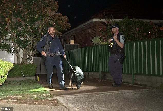 Kirby is accused of punching Wallace in the face and then stabbing him 'through his chest' (pictured are officers at the scene)