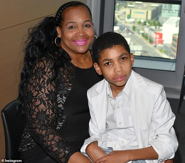 Tristan's little brother Amari poses with his late mother Andrea, who passed away last January 2023 from a heart attack at her Toronto home