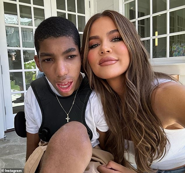 Tristan's little brother, Amari Thompson, 18, is under Tristan's legal guardianship — which was approved by the court 13 months after Andrea's passing; Khloe pictured with Amari in a sweet tribute she wrote in honor of his 18th birthday