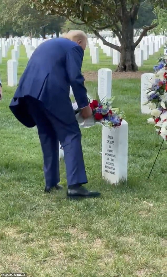 President Biden lays flowers at the grave of SSG Ryan Knauss