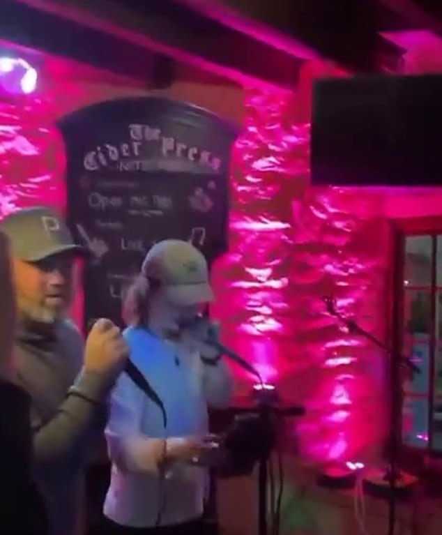 The 38-year-old sang a song while doing karaoke at The Cider Press