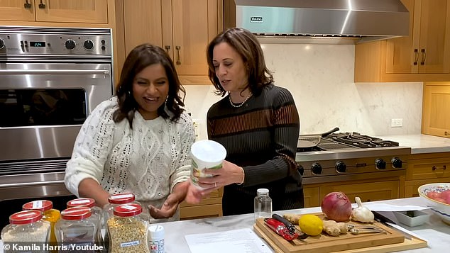 The most popular video from Harris' short-lived YouTube series, Cooking with Kamala, starring actress Mindy Kaling