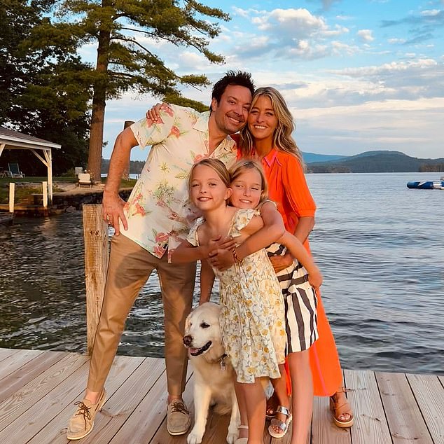 The first photo shows the comedian with his wife of 17 years, Nancy Juvonen, and their two daughters, Winnie, 11, and Frances, 9.