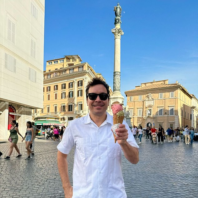 He also shared paintings from an Italian museum, another of the host holding a huge ice cream cone, a photo of his dish from Armando Al Patheon in Rome