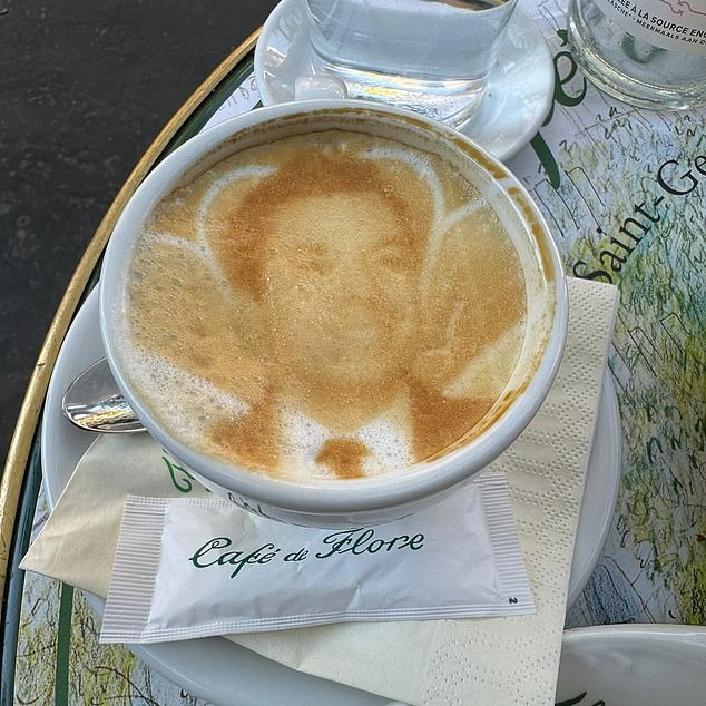 He also shared some photos from France, including a coffee shop called Cafe de Flore in Paris and their drink that looks like Fallon.