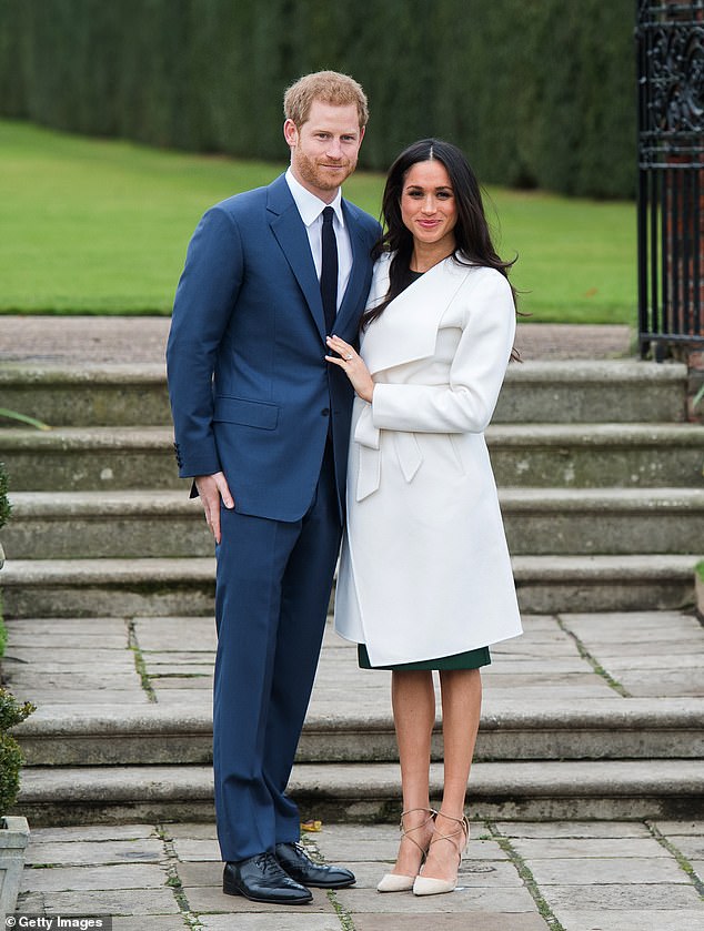 Meghan wore the £420 Matilde crossover stilettos from Aquazurra when she announced her engagement to Harry on November 27, 2017