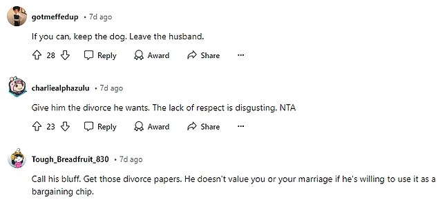 People online flooded the comments section and rushed to the woman's defense as she criticized her husband