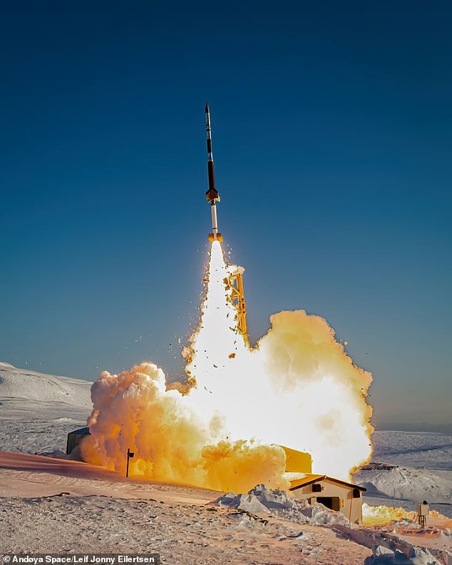 The field was discovered by the launch of the Endurance rocket (pictured) from the remote island of Spitsbergen