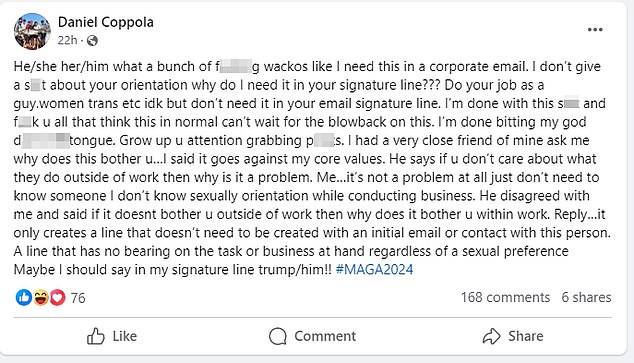 The father of one of them lost his temper on Facebook hours before the alleged murders, complaining about the use of gender characteristics in email signatures