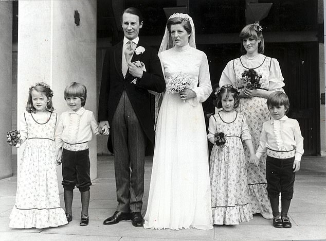 Lord Fellowes married Lady Jane Spencer in 1978 at the Guards' Chapel at Wellington Barracks in London. To Lady Fellowes' right is her sister, who later became Princess Diana.